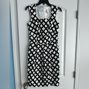 White House Black Market black and white windowpane summer sheath dress
